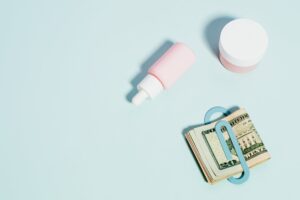 us dollar bills and healthcare products